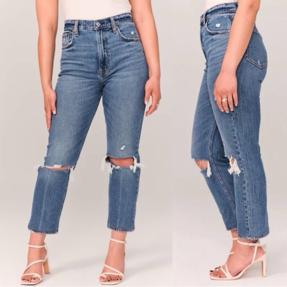 Abercrombie & Fitch Ankle Straight Leg Ultra High Rise Jeans Curve Love 28 6 Y2K